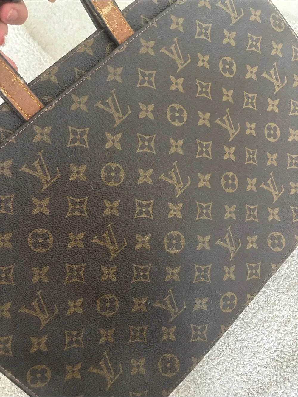 Louis Vuitton Monogram Briefcase in Brown and Tan Leather Trim